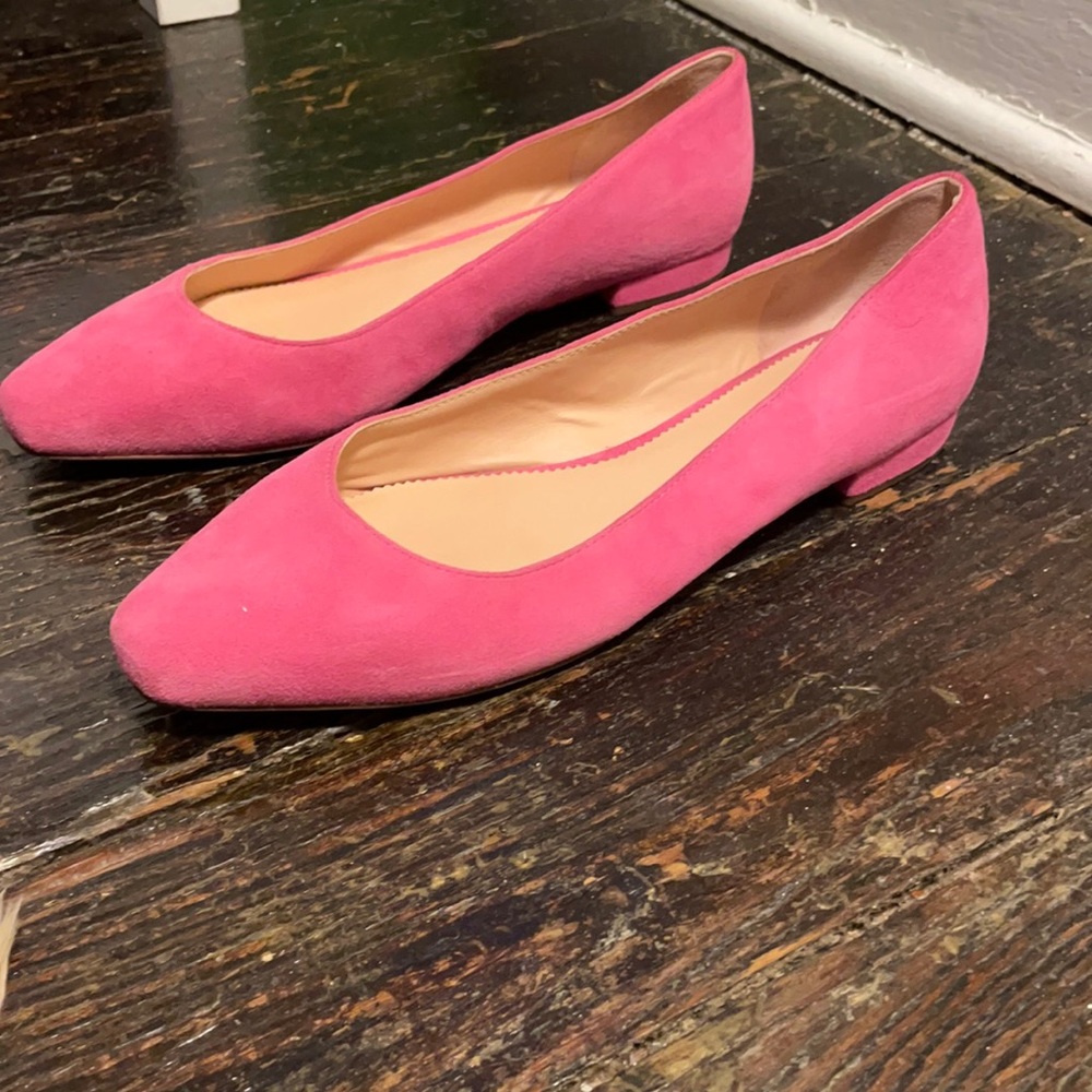 J.Crew Carolyn Suede Skimmer Flats in Neon Fuschia